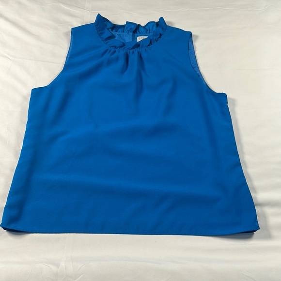 J. Crew Ruffled Blue Sleeveless Blouse - Picture 3 of 13